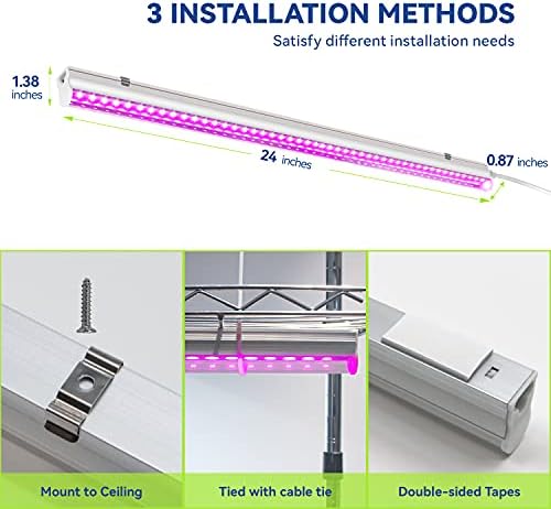 Monios-L [6-Pack] LED מגדילים רצועות אור לצמחים 2ft, 60W T5 מתקן משולב פלט גבוה הניתן להרחבה 24 אינץ